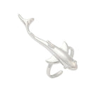 18K Gold-Plated Fish Womens Polished Shiny Shark Adjustable Cuff Ring Silver R164