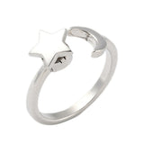 Rotating Star Moon Fidget Spinner Calming Worry Shiny Adjustable Cuff Ring Gold R165