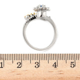 Cubic Zirconia Micro Pave Rotating Flower Worry Polished Butterfly Floral Adjustable Cuff Ring Silver R166 product image 3