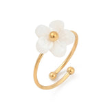 18K Gold-Plated Stainless Steel Shell Flower Wide Ocean Open Band Ring 12mm R169 product image 2