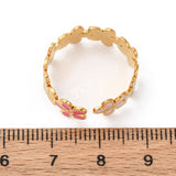 18K Gold-Plated Stainless Steel Enamel Flower Polished Floral Adjustable Cuff Ring R170 product image 3