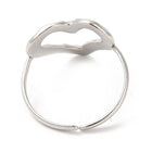 18K Gold-Plated Stainless Steel Heart Textured Adjustable Open Cuff Ring Silver R172