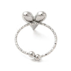 18K Gold-Plated Stainless Steel Heart Smooth Textured Adjustable Open Cuff Ring Silver R173