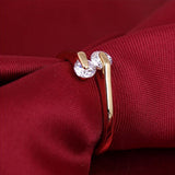 18K Gold-Plated Cubic Zirconia Twisted Band Gemstones Adjustable Cuff Ring Clear R174 product image 1