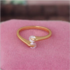18K Gold-Plated Cubic Zirconia Twisted Band Gemstones Adjustable Cuff Ring Clear R174 product image 2