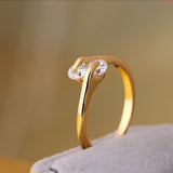18K Gold-Plated Cubic Zirconia Twisted Band Gemstones Adjustable Cuff Ring Clear R174 product image 3