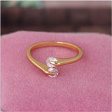 18K Gold-Plated Cubic Zirconia Twisted Band Gemstones Adjustable Cuff Ring Clear R174 product image 8