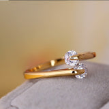18K Gold-Plated Cubic Zirconia Twisted Band Gemstones Adjustable Cuff Ring Clear R174 product image 10