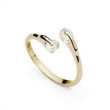 18K Gold-Plated Cubic Zirconia Twisted Band Gemstones Adjustable Cuff Ring Clear R174 product image 12