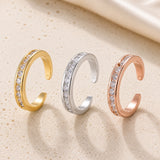 Cubic Zirconia Polished Open-Ended Adjustable Open Cuff Ring Rose Gold Clear Silver R175 product image 1