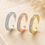 Cubic Zirconia Polished Open-Ended Adjustable Open Cuff Ring Rose Gold Clear Silver R175 product image 2