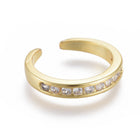 Cubic Zirconia Polished Open-Ended Adjustable Open Cuff Ring Rose Gold Clear Silver R175