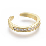 Cubic Zirconia Polished Open-Ended Adjustable Open Cuff Ring Rose Gold Clear Silver R175