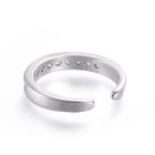 Cubic Zirconia Polished Open-Ended Adjustable Open Cuff Ring Rose Gold Clear Silver R175