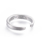 Cubic Zirconia Polished Open-Ended Adjustable Open Cuff Ring Rose Gold Clear Silver R175