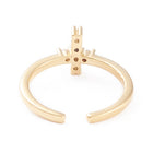 18K Gold-Plated Cubic Zirconia Micro Pave Cross Smooth Polished Adjustable Cuff Ring Clear R176 product image 3