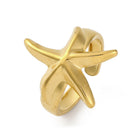 18K Gold-Plated Stainless Steel Starfish Polished Shiny Star Adjustable Open Cuff Ring Silver R177