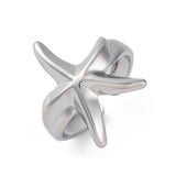 18K Gold-Plated Stainless Steel Starfish Polished Shiny Star Adjustable Open Cuff Ring Silver R177