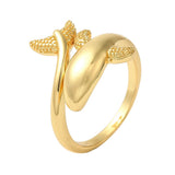 18K Gold-Plated Dolphin Womens Polished Shiny Butterfly Adjustable Cuff Ring R180 product image 1