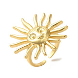18K Gold-Plated Sun Womens Polished Shiny Sunburst Design Radiating Points Adjustable Cuff Ring R181 product image 1