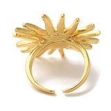 18K Gold-Plated Sun Womens Polished Shiny Sunburst Design Radiating Points Adjustable Cuff Ring R181 product image 3