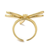 18K Gold-Plated Dragonfly Womens Polished Butterfly Intricate Wing Patterns Adjustable Cuff Ring R182 product image 3