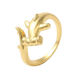 18K Gold-Plated Whale Womens Polished Intertwined Loops Adjustable Cuff Ring R183 product image 1