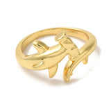 18K Gold-Plated Whale Womens Polished Intertwined Loops Adjustable Cuff Ring R183 product image 2