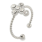 Stainless Steel Cross Rhinestone Crystal Polished Floral Adjustable Cuff Ring Silver Gold R184