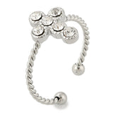 Stainless Steel Cross Rhinestone Crystal Polished Floral Adjustable Cuff Ring Silver Gold R184