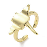 18K Gold-Plated Fish Shiny Cat Face Ringer Stingray Adjustable Cuff Ring Silver R191