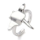 18K Gold-Plated Fish Shiny Cat Face Ringer Stingray Adjustable Cuff Ring Silver R191