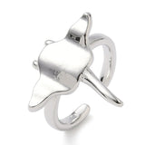 18K Gold-Plated Fish Shiny Cat Face Ringer Stingray Adjustable Cuff Ring Silver R191