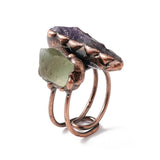 Copper Amethyst Quartz Womens Textured Rough-Cut Stones Adjustable Open Cuff Ring Red R192 product image 1