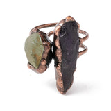 Copper Amethyst Quartz Womens Textured Rough-Cut Stones Adjustable Open Cuff Ring Red R192 product image 2