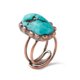 Copper Oval Womens Multiple Loops Curves Adjustable Open Cuff Ring Turquoise Red R193 product image 1