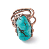 Copper Oval Womens Multiple Loops Curves Adjustable Open Cuff Ring Turquoise Red R193 product image 2