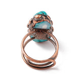 Copper Oval Womens Multiple Loops Curves Adjustable Open Cuff Ring Turquoise Red R193 product image 3