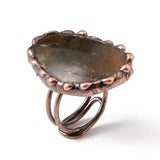 Copper Oval Womens Textured Faceted Twisted Metal Band Adjustable Open Cuff Ring Red R194 product image 1