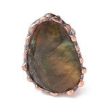Copper Oval Womens Textured Faceted Twisted Metal Band Adjustable Open Cuff Ring Red R194 product image 2