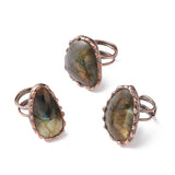 Copper Oval Womens Textured Faceted Twisted Metal Band Adjustable Open Cuff Ring Red R194 product image 4