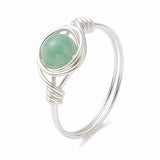 Round Amethyst Carnelian Quartz Tiger Eye Aventurine Smooth Polished Ring Green Silver Gold R197