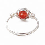 Round Amethyst Carnelian Quartz Tiger Eye Aventurine Smooth Polished Ring Green Silver Gold R197