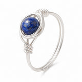 Round Amethyst Carnelian Quartz Tiger Eye Aventurine Smooth Polished Ring Green Silver Gold R197