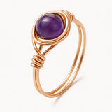 Round Amethyst Carnelian Quartz Tiger Eye Aventurine Smooth Polished Ring Green Silver Gold R197