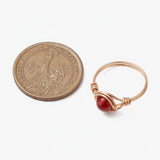 Round Amethyst Carnelian Quartz Tiger Eye Aventurine Smooth Polished Ring Green Silver Gold R197