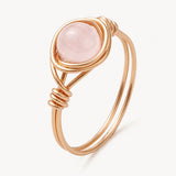Round Amethyst Carnelian Quartz Tiger Eye Aventurine Smooth Polished Ring Green Silver Gold R197