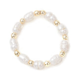 Pearl Stretch Rice Round Crystal Wide Smooth Lustrous Adjustable Beaded Ring Gold 3.5mm R198 product image 2