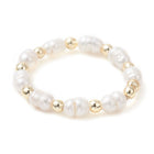 Pearl Stretch Rice Round Crystal Wide Smooth Lustrous Adjustable Beaded Ring Gold 3.5mm R198 product image 4