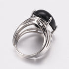 Gemstone Oval Jasper Wide Smooth Polished Snowflake Band Ring Silver Red 4mm R199